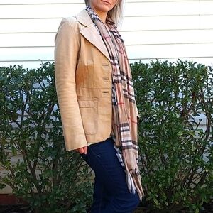 Luciano Abitboul leather camel jacket blazer boho soft leather Small lightweight